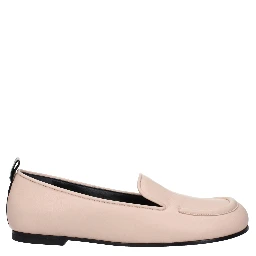 Pink Leather Slip-On Loafers
