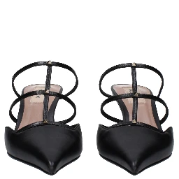 Black Leather Flat Sandals