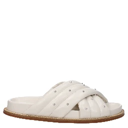 Beige Leather Slippers