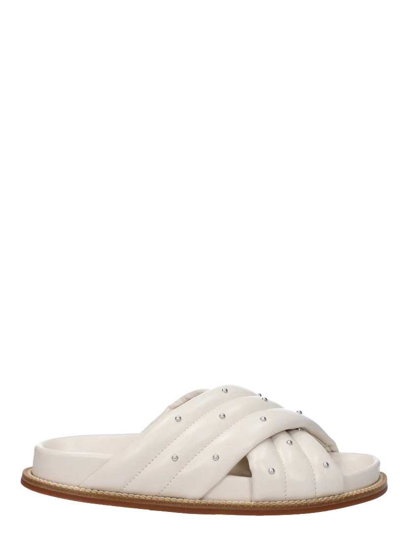 Beige Leather Slippers
