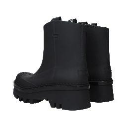 Black Cotton Ankle Boots