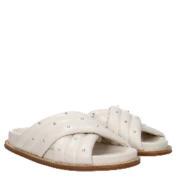 Beige Leather Slippers