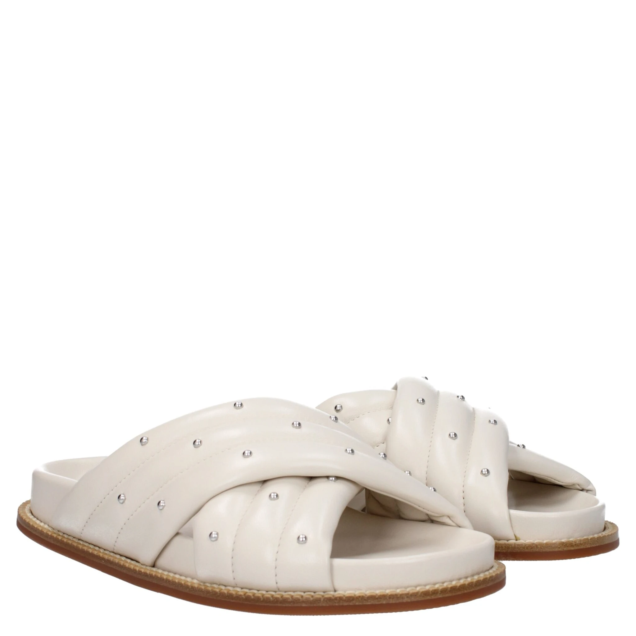 Beige Leather Slippers