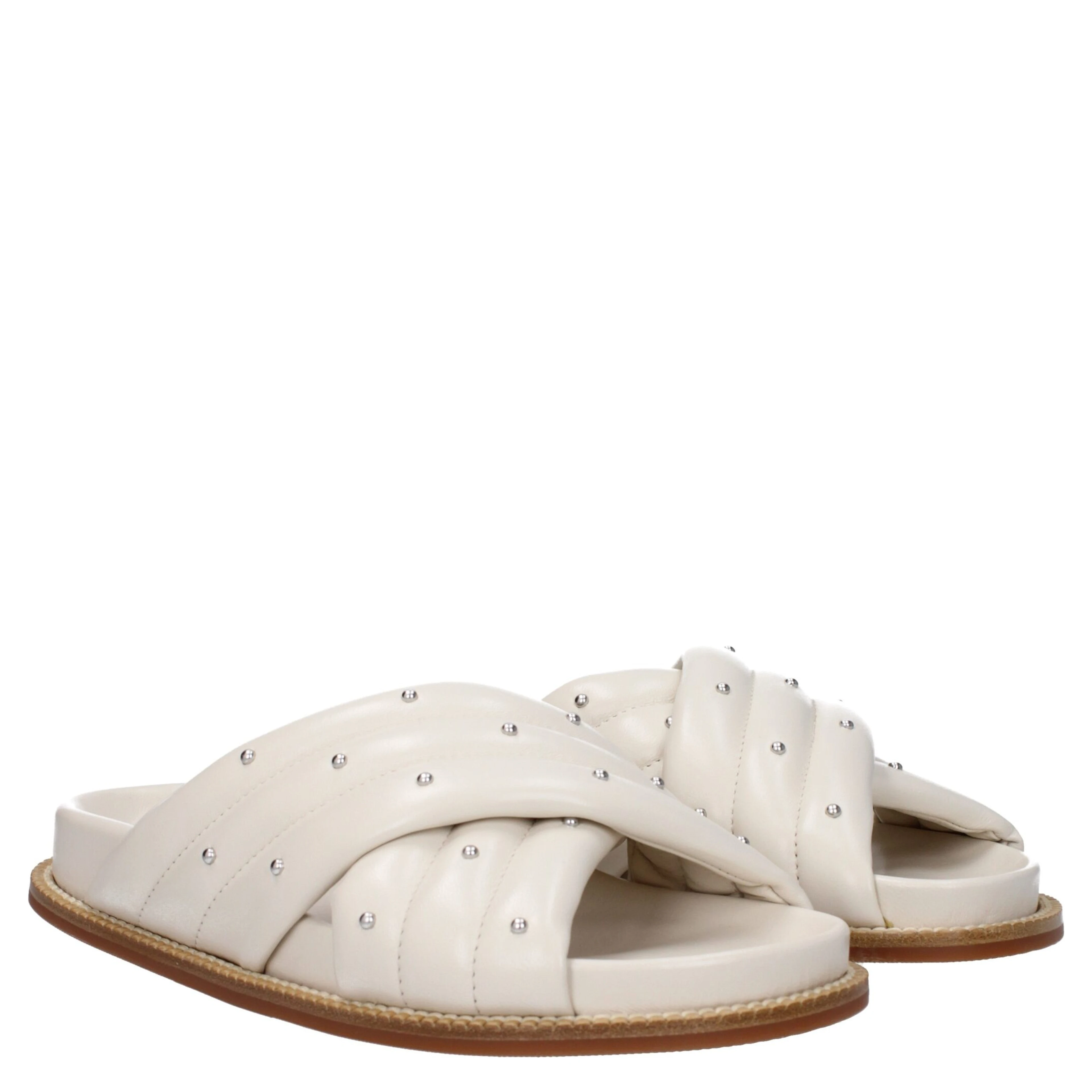 Beige Leather Slippers