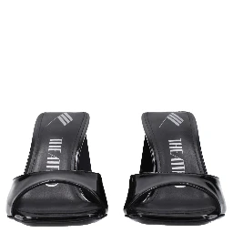 Black Leather Stiletto Heel Sandals