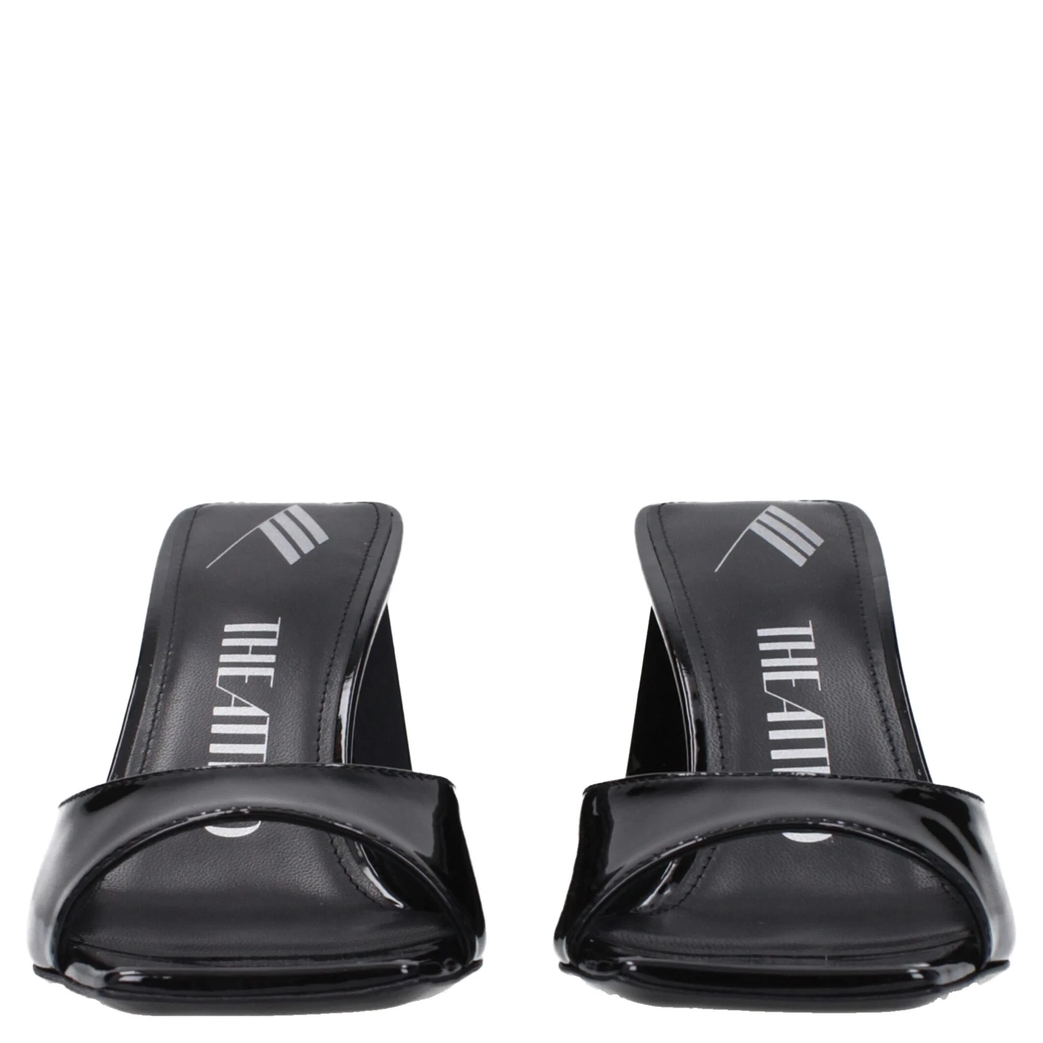 Black Leather Stiletto Heel Sandals