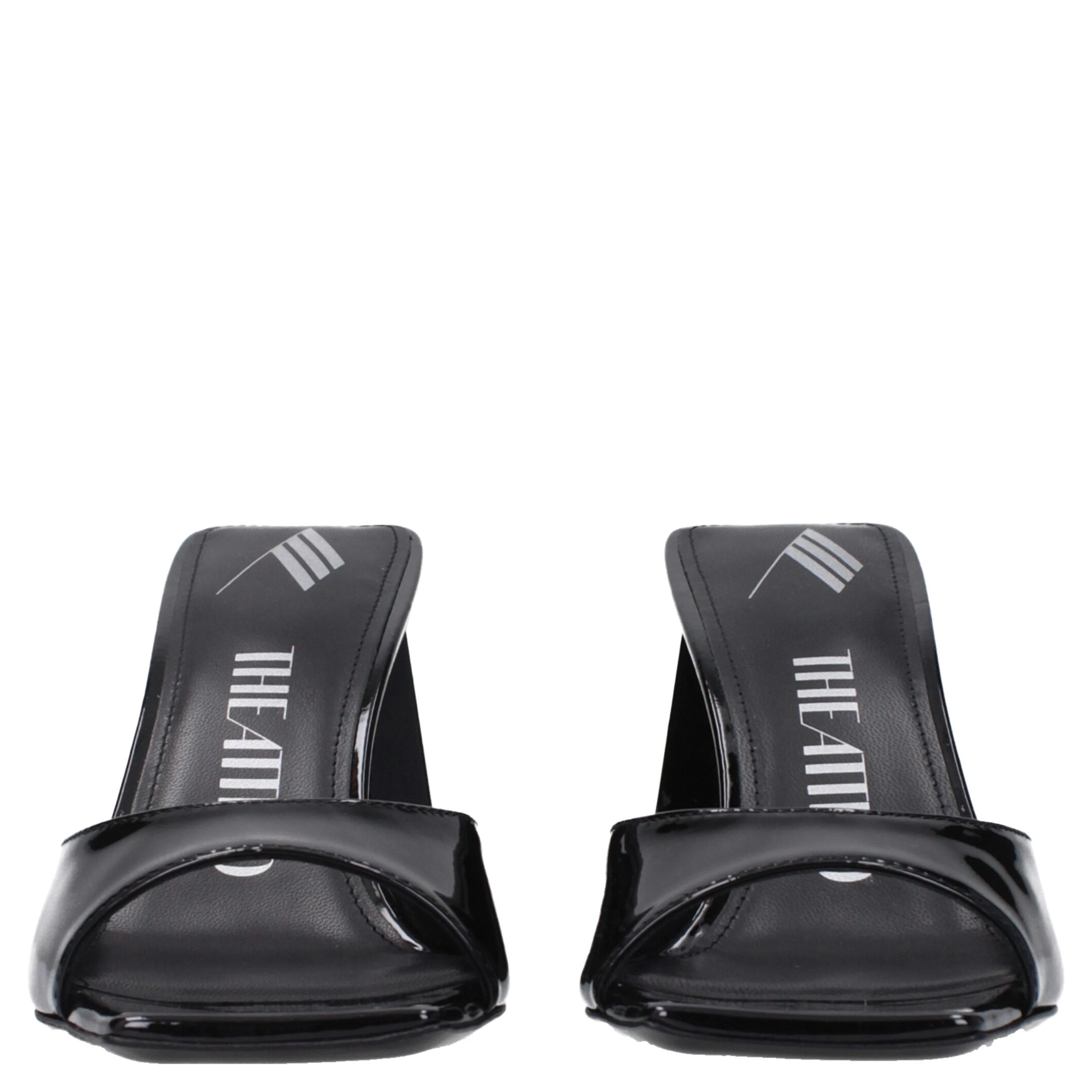 Black Leather Stiletto Heel Sandals