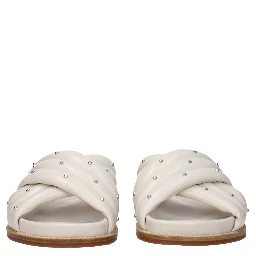 Beige Leather Slippers
