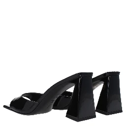 Black Leather Stiletto Heel Sandals
