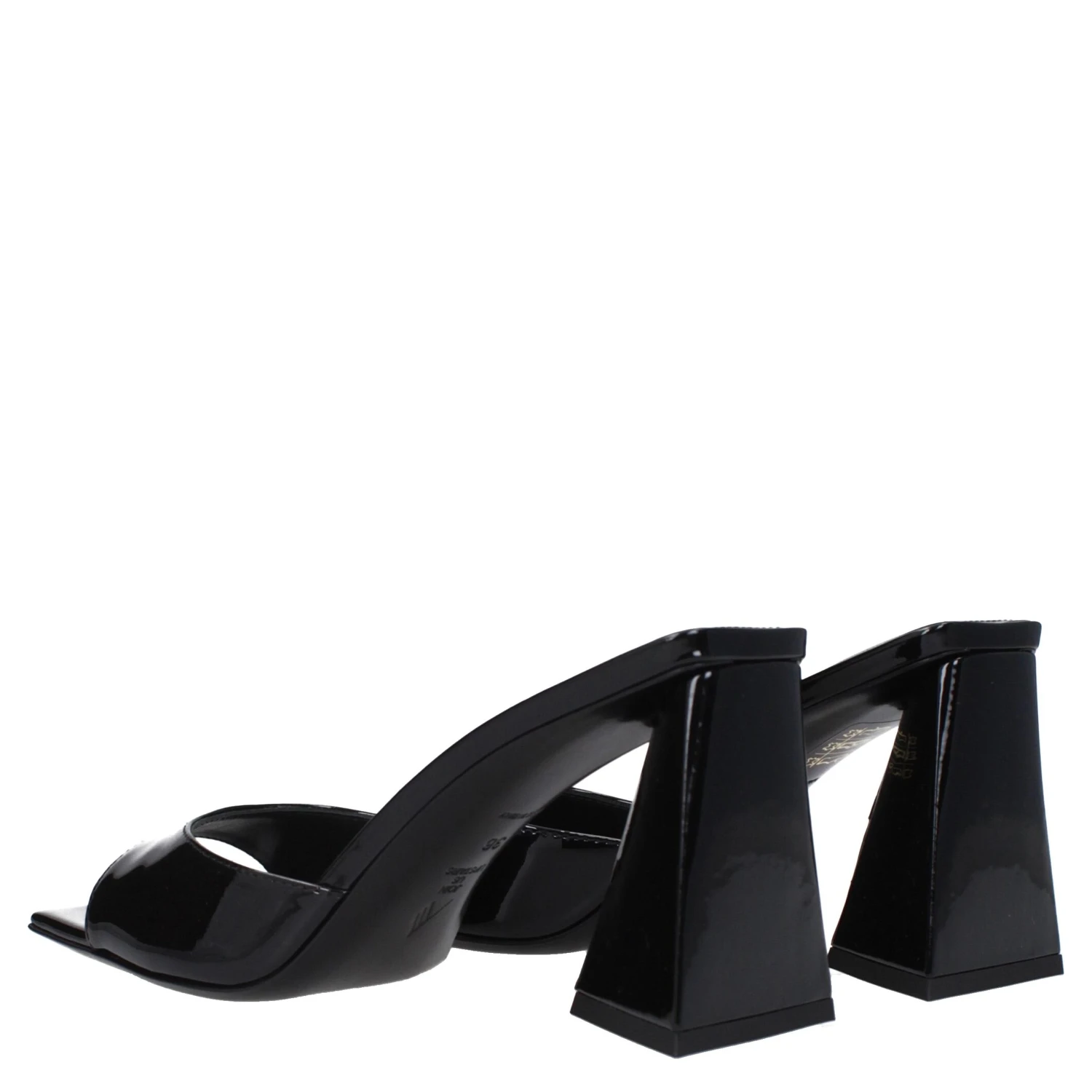 Black Leather Stiletto Heel Sandals