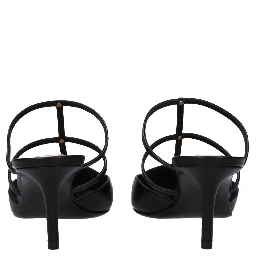Black Leather Flat Sandals