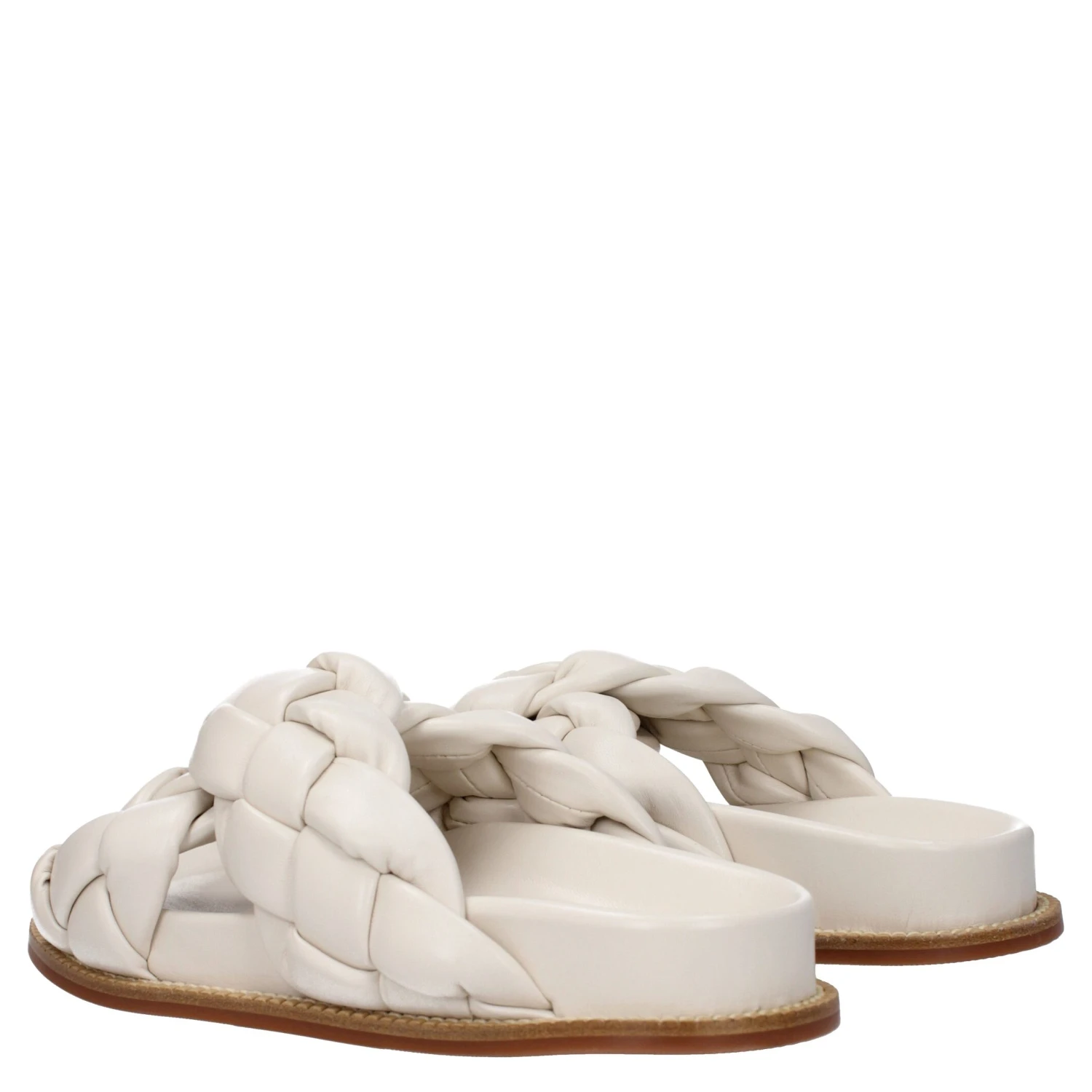 Beige Leather Slippers