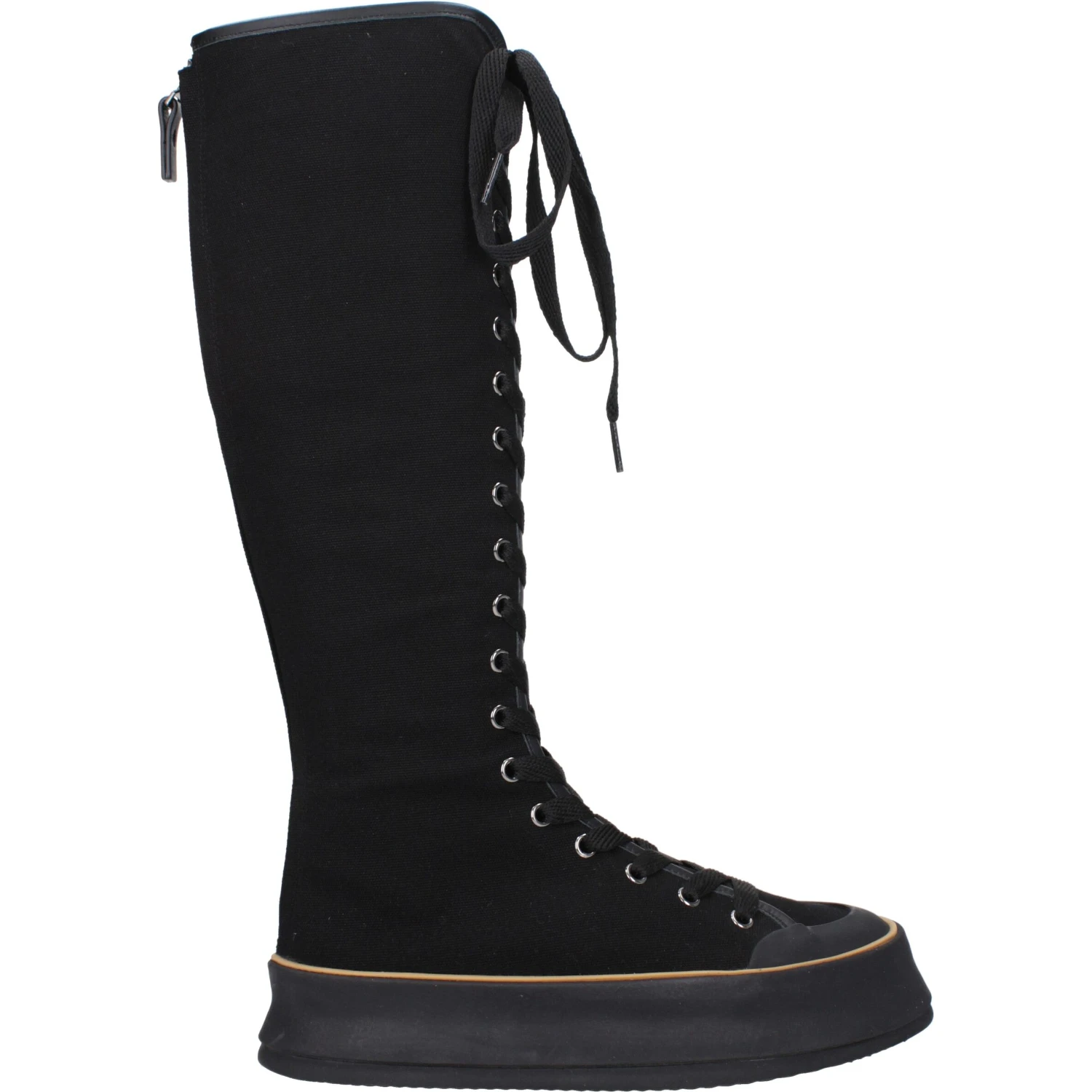 Black Fabric Lace-Up Boots