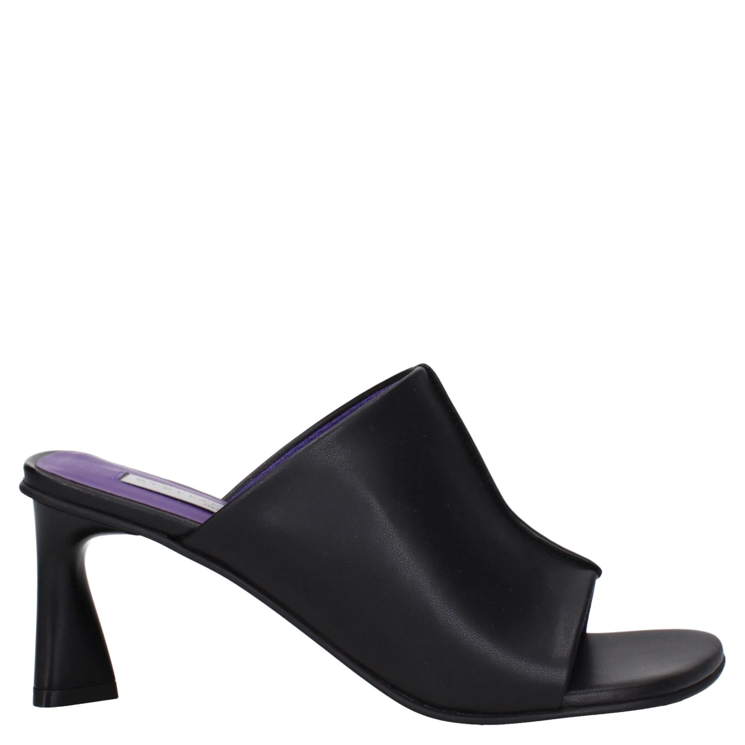 Black Leather Stiletto Heel Sandals