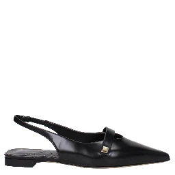 Black Leather Ballet Flats