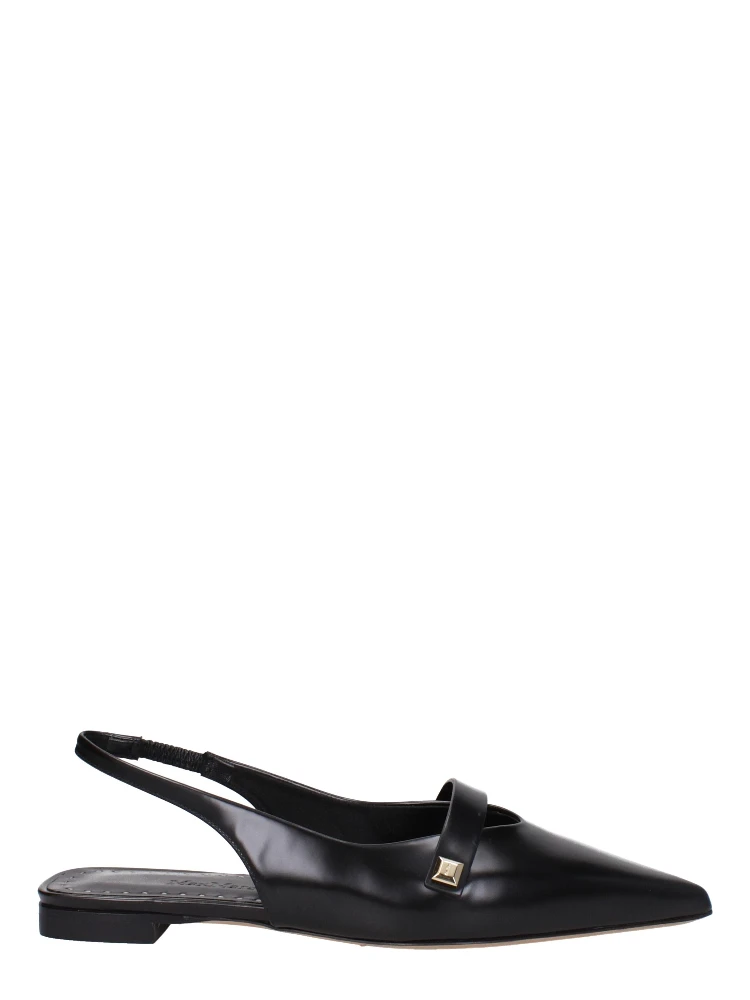 Black Leather Ballet Flats