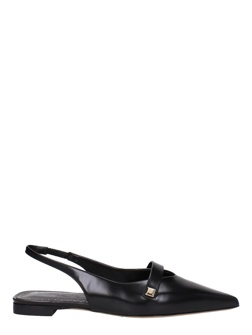 Black Leather Ballet Flats