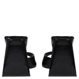 Black Leather Stiletto Heel Sandals