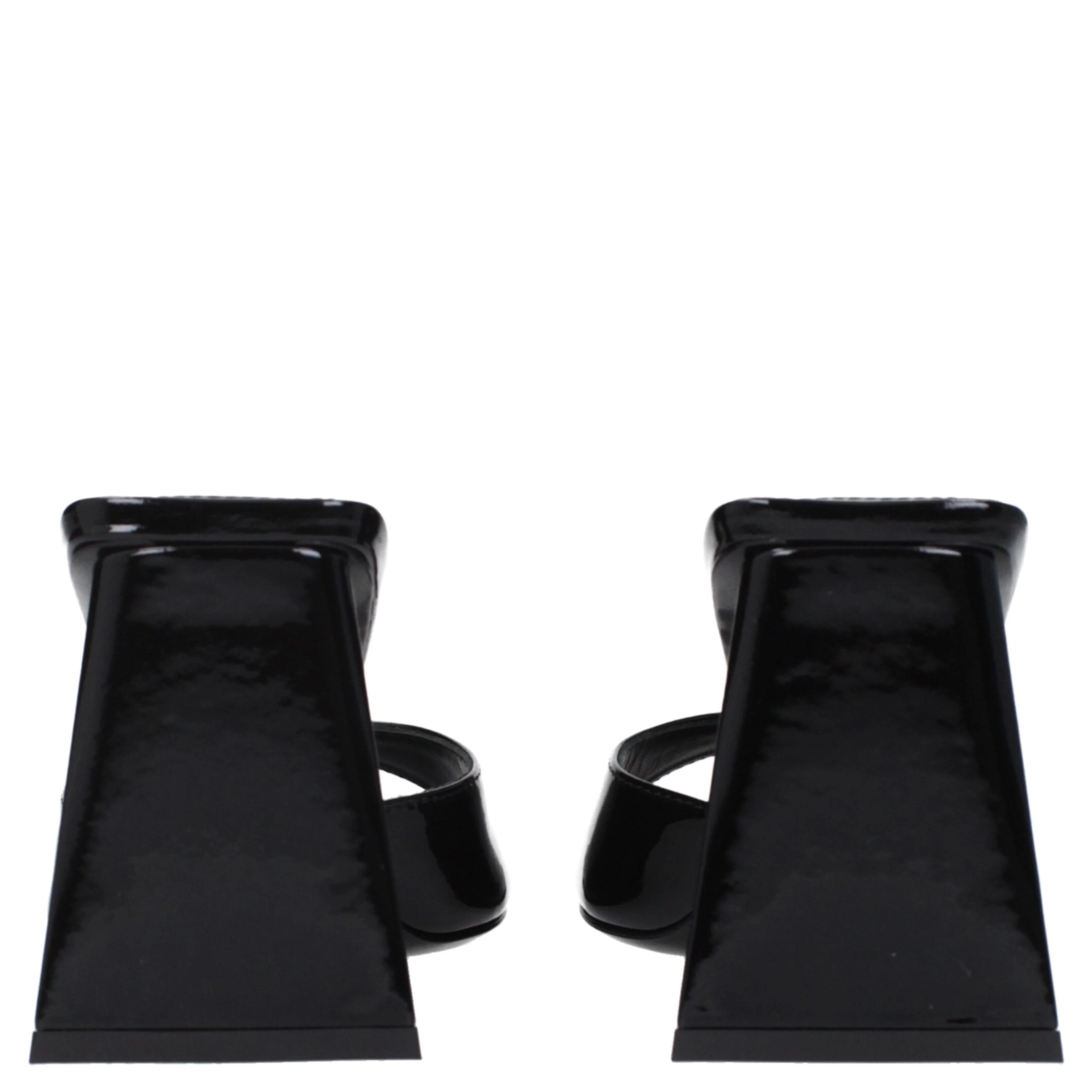 Black Leather Stiletto Heel Sandals