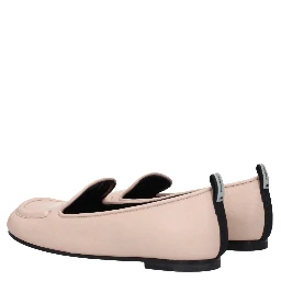 Pink Leather Slip-On Loafers