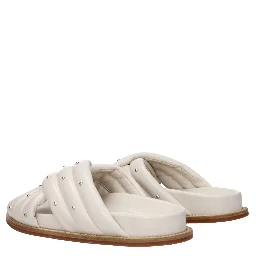 Beige Leather Slippers