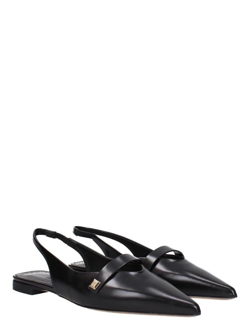 Black Leather Ballet Flats
