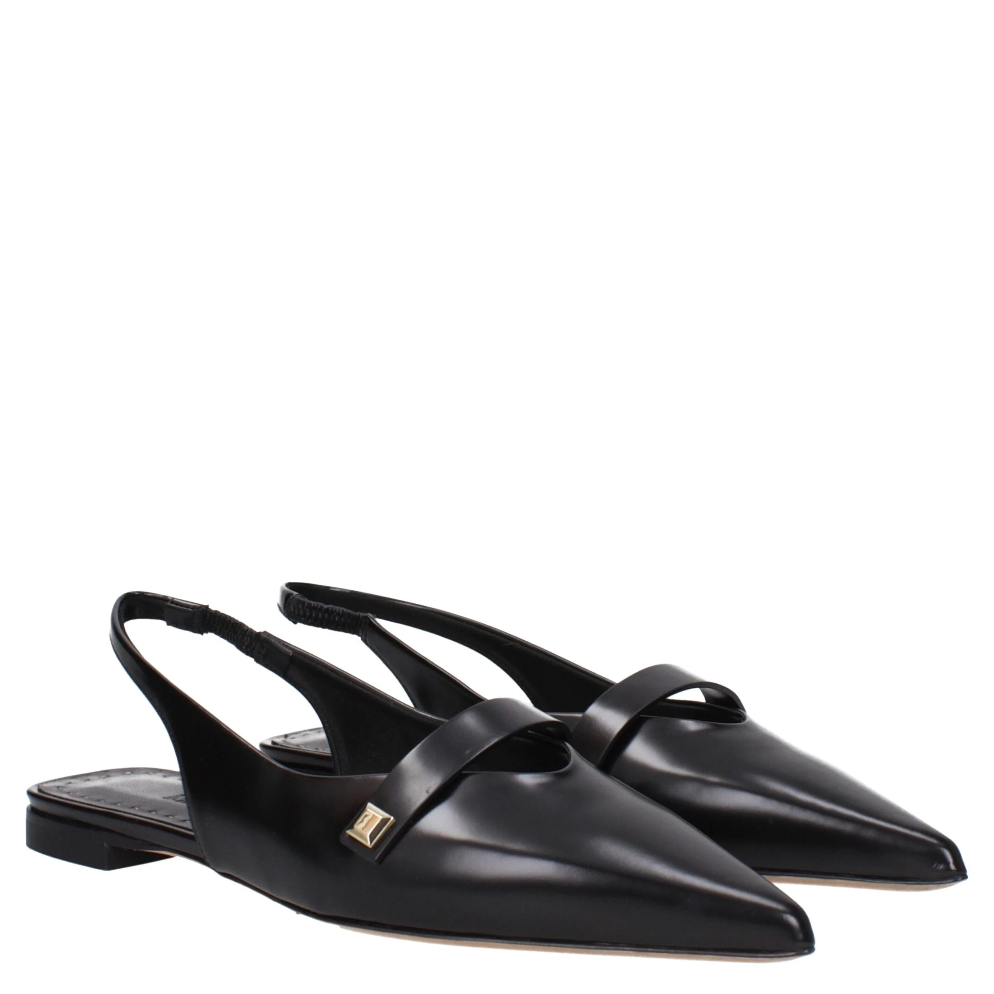 Black Leather Ballet Flats