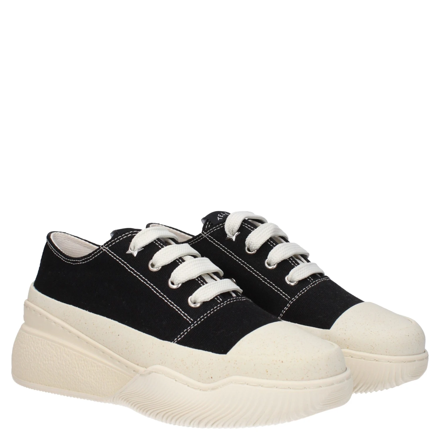 Black Fabric Chunky Sneakers