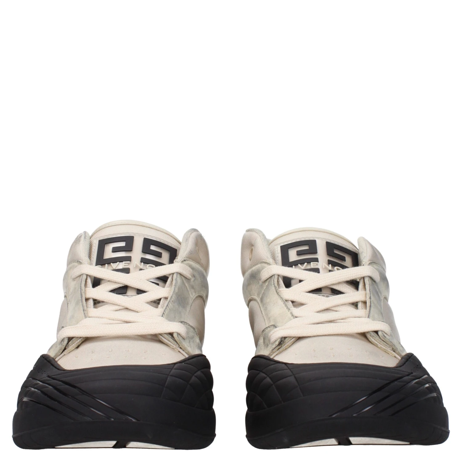 Beige Fabric Chunky Sneakers