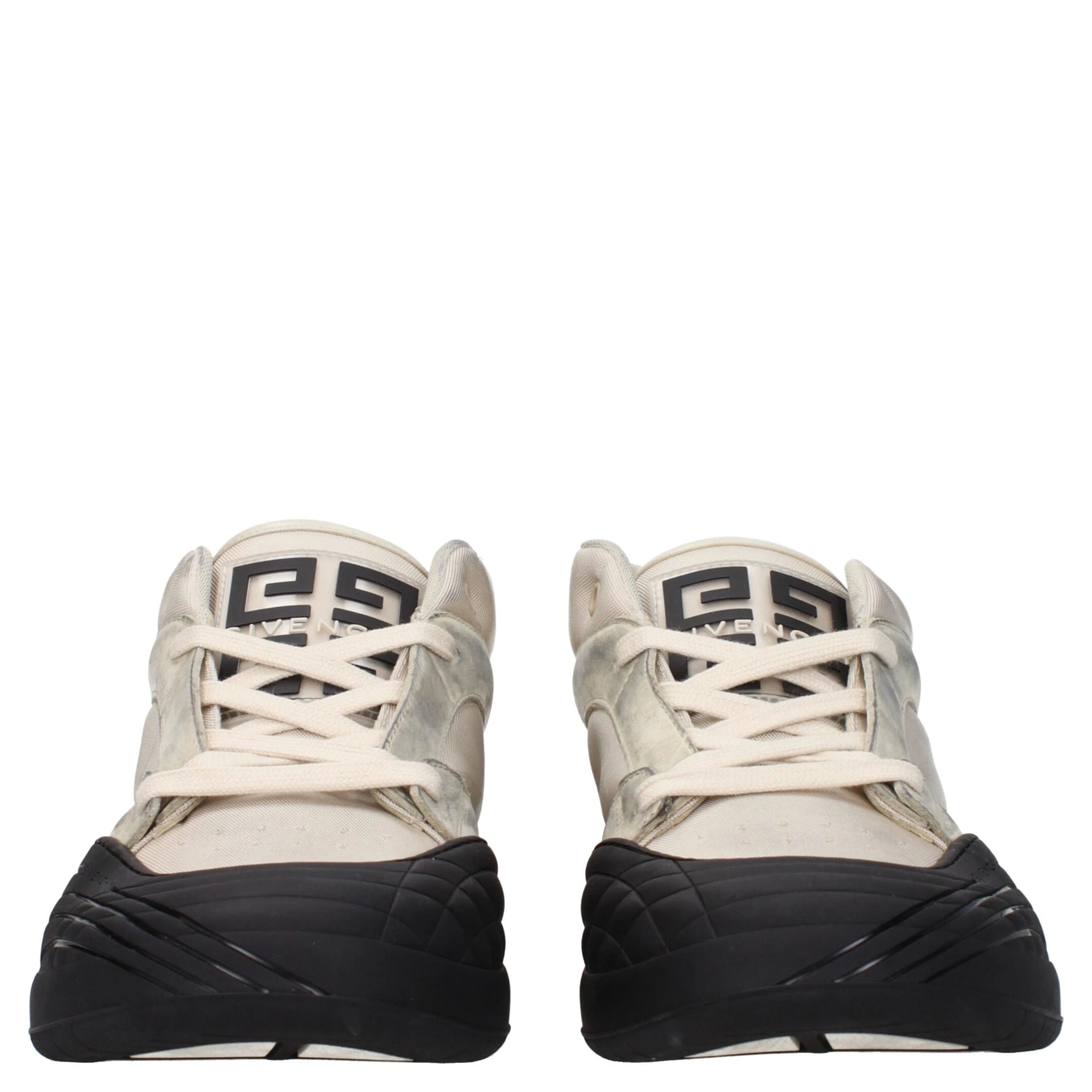 حذاء رياضي سميك من القماش البيج