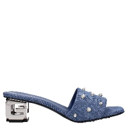Blue Fabric Flat Sandals