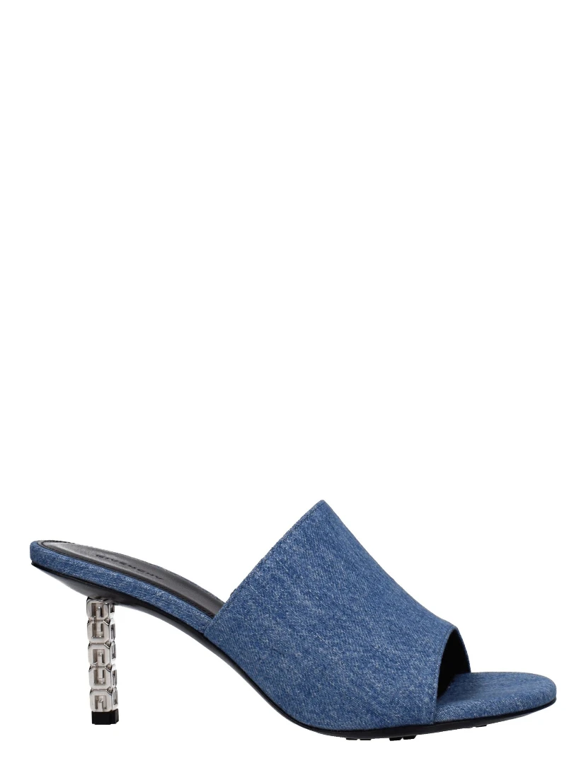 Blue Fabric Platform Sandals