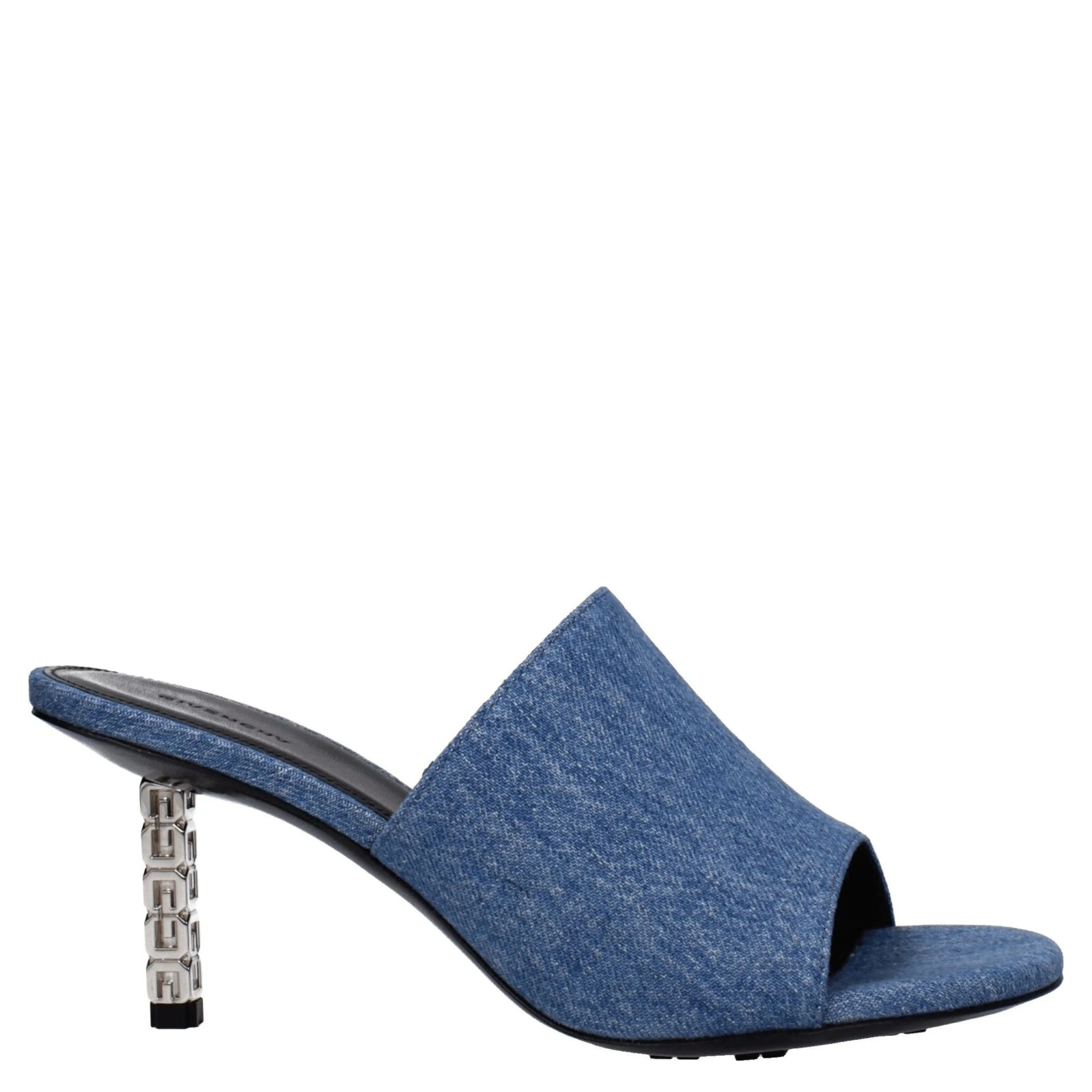 Blue Fabric Platform Sandals