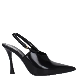 Black Leather High Heel Pumps