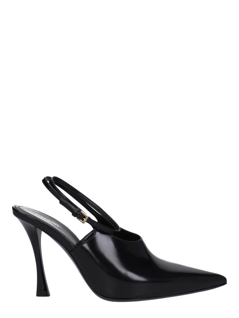 Black Leather High Heel Pumps