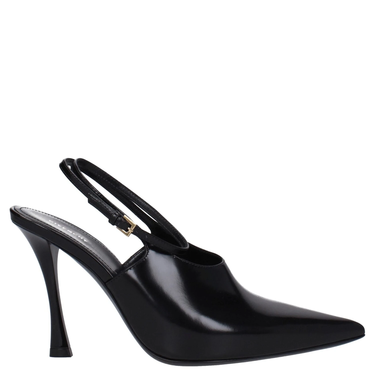 Black Leather High Heel Pumps