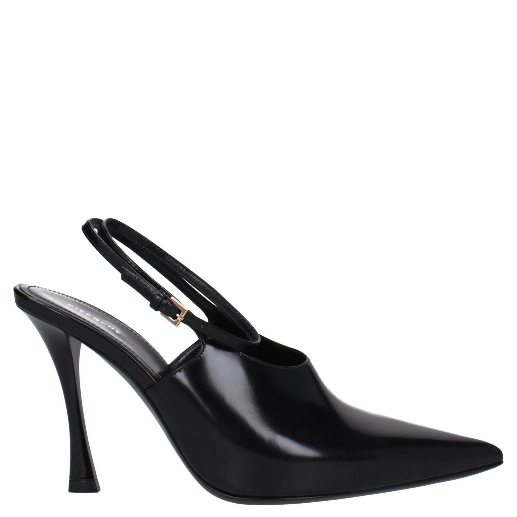 Black Leather High Heel Pumps