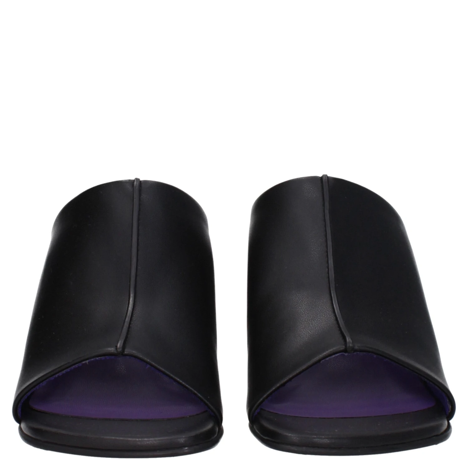 Black Leather Stiletto Heel Sandals