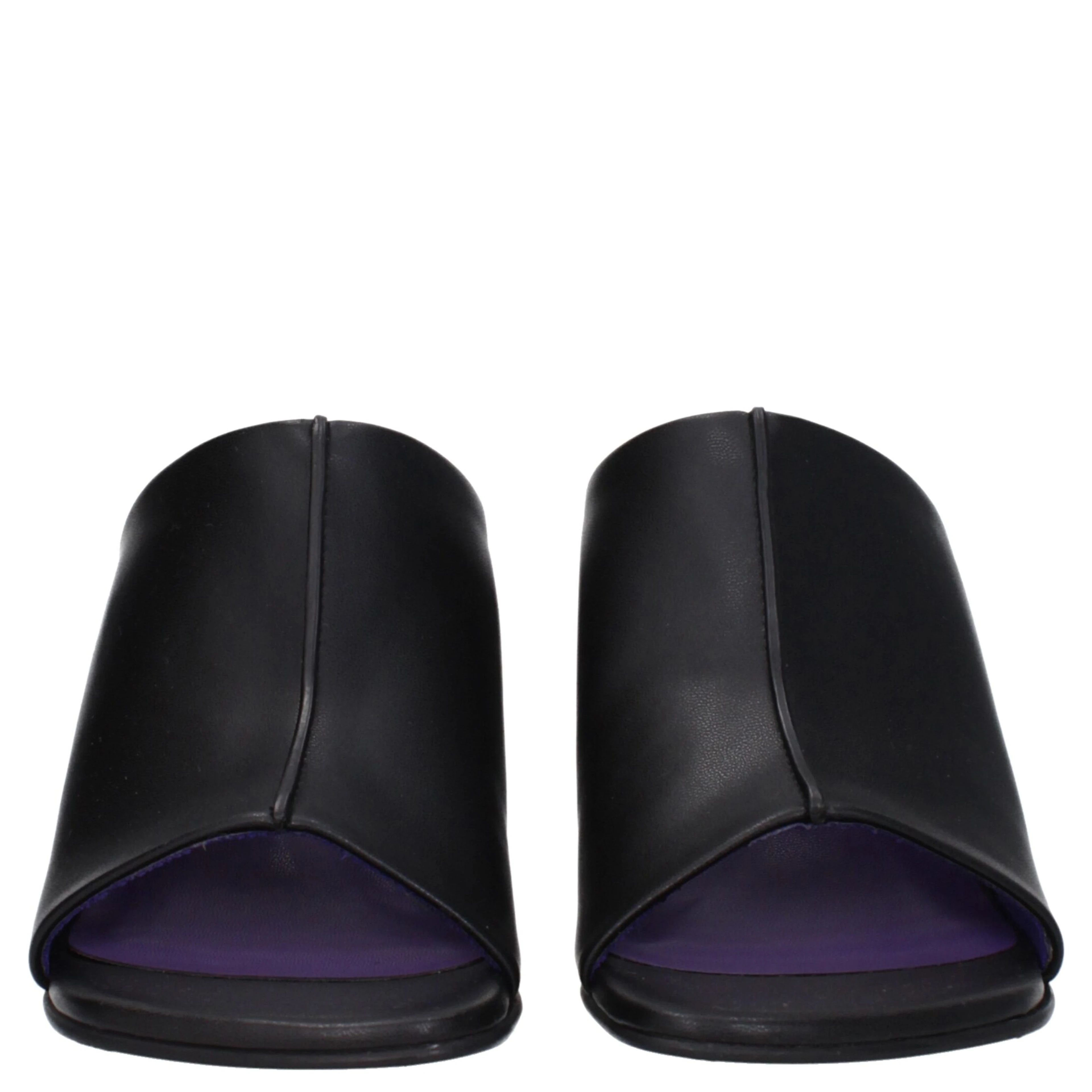 Black Leather Stiletto Heel Sandals
