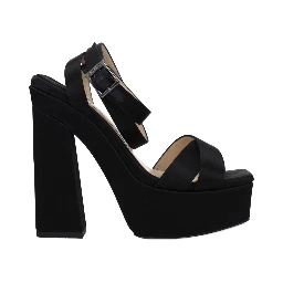 Black Satin Platform Sandals