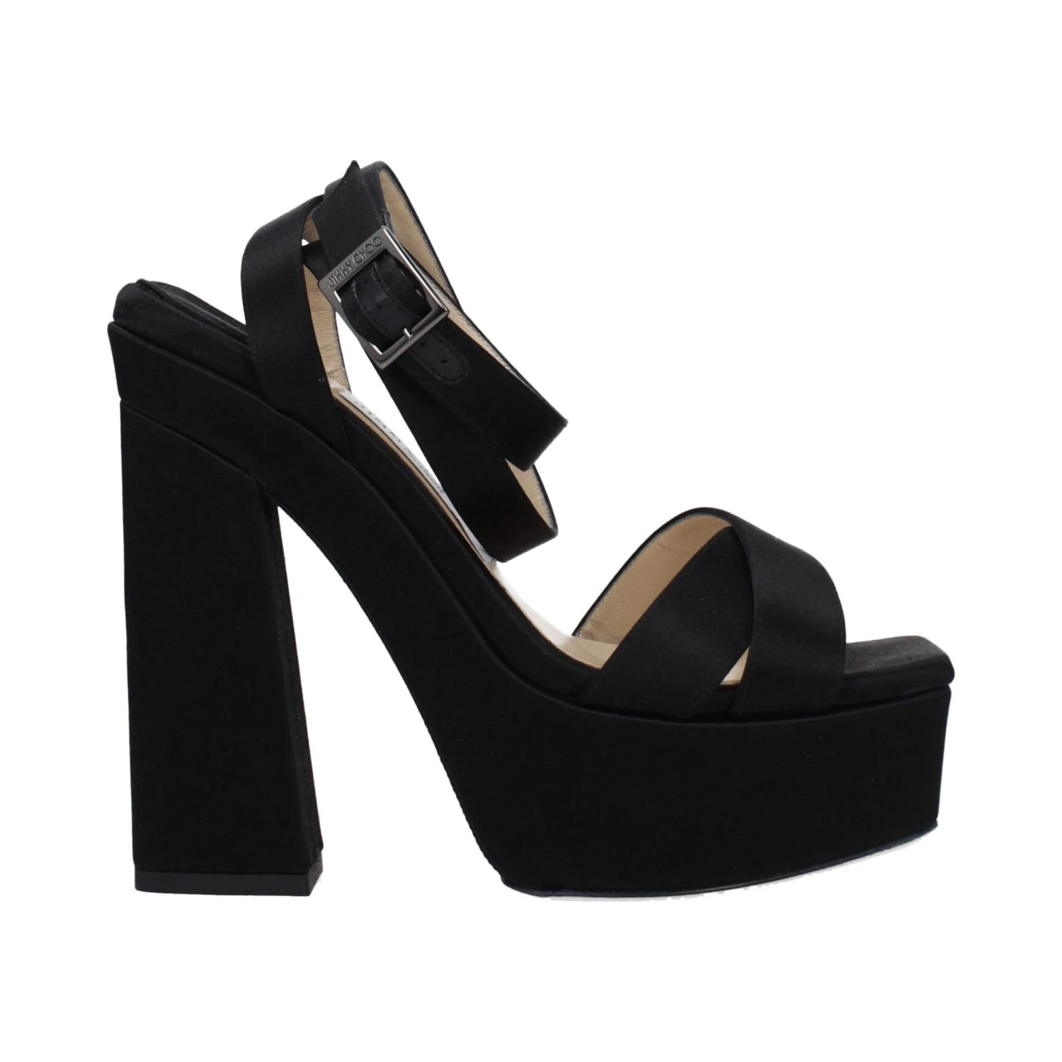 Black Satin Platform Sandals