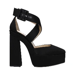 Black Satin Platform Sandals