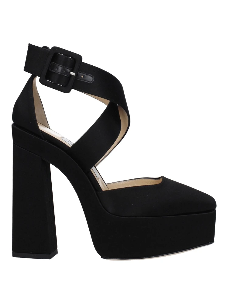 Black Satin Platform Sandals