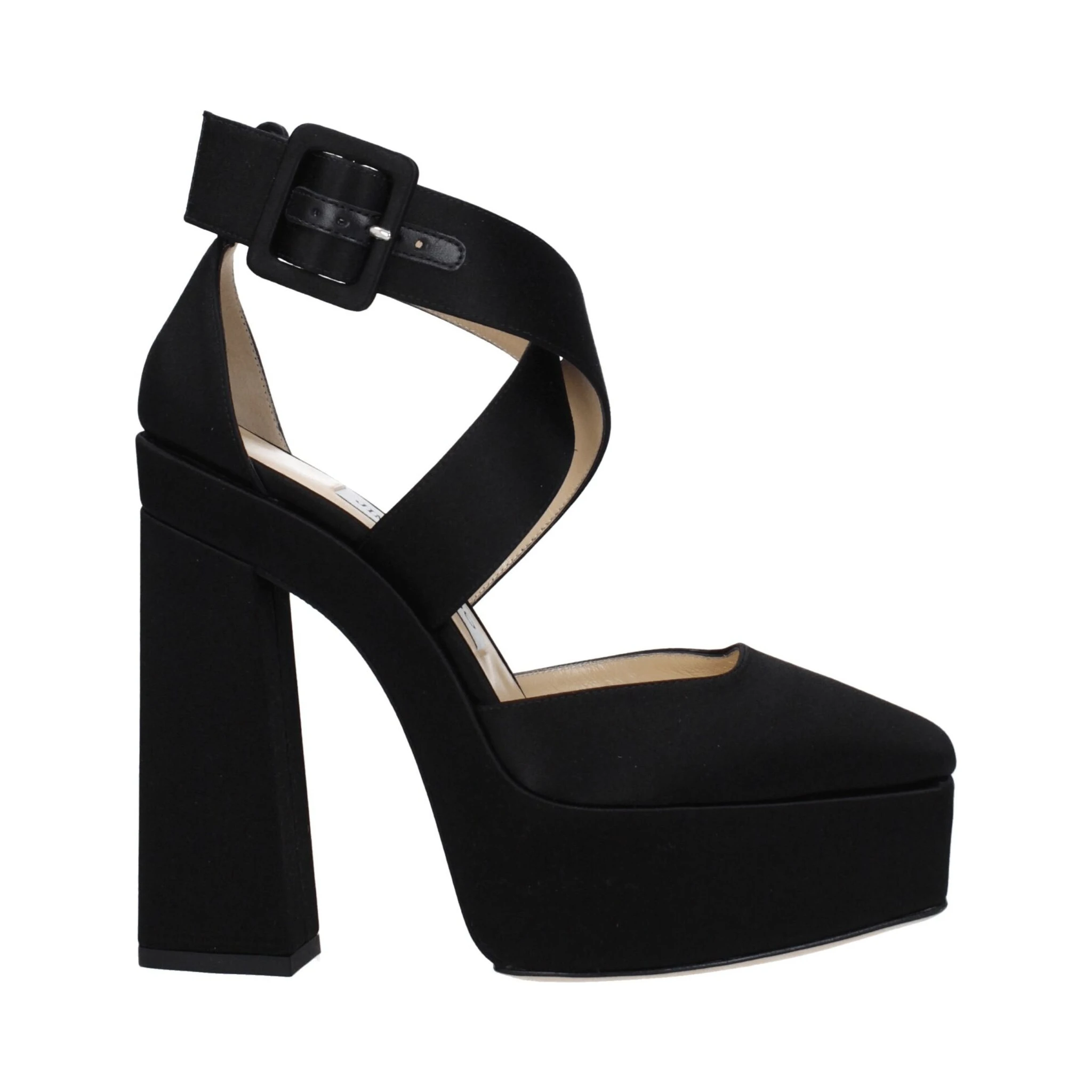 Black Satin Platform Sandals