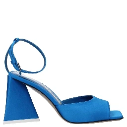 Blue Satin Stiletto Heel Sandals