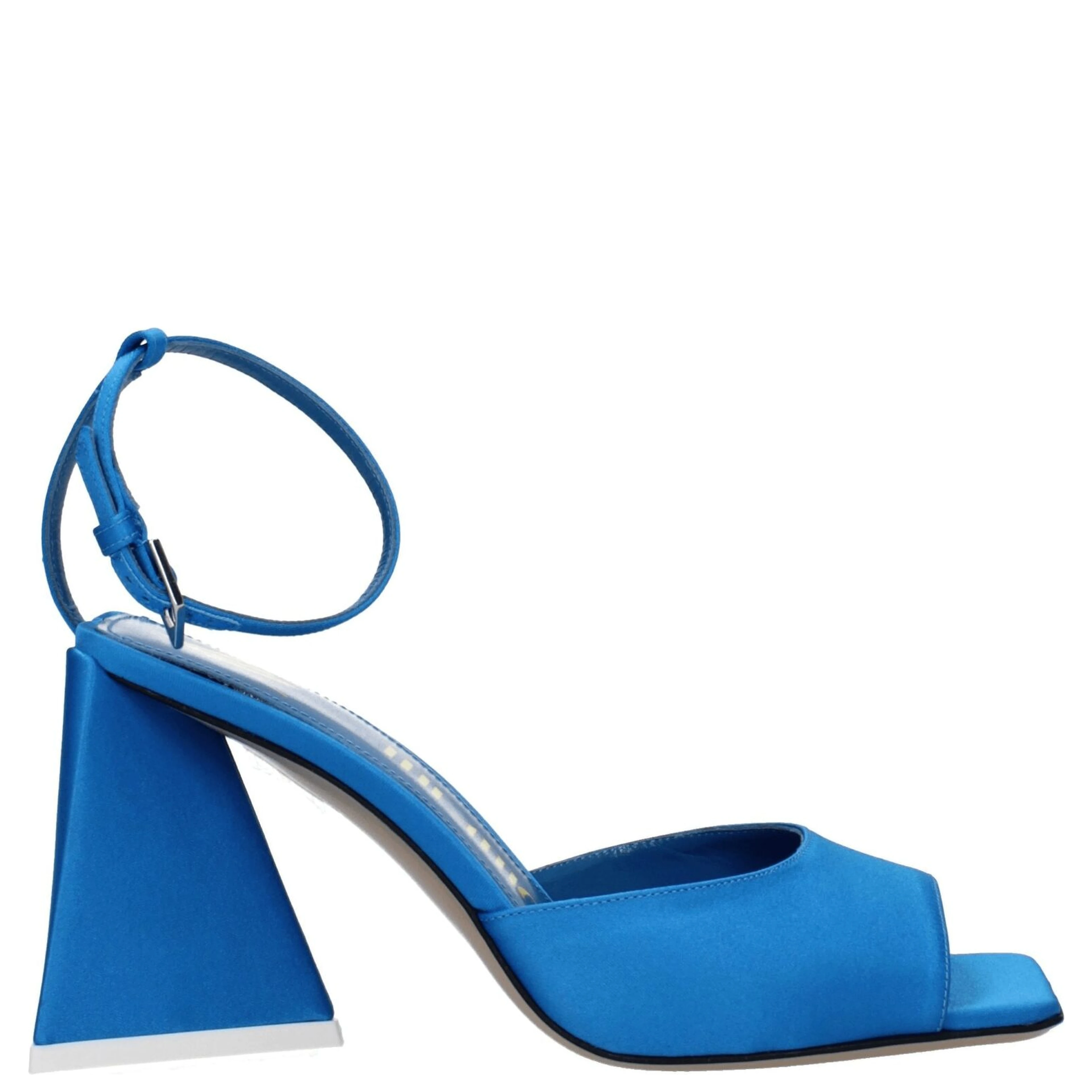 Blue Satin Stiletto Heel Sandals