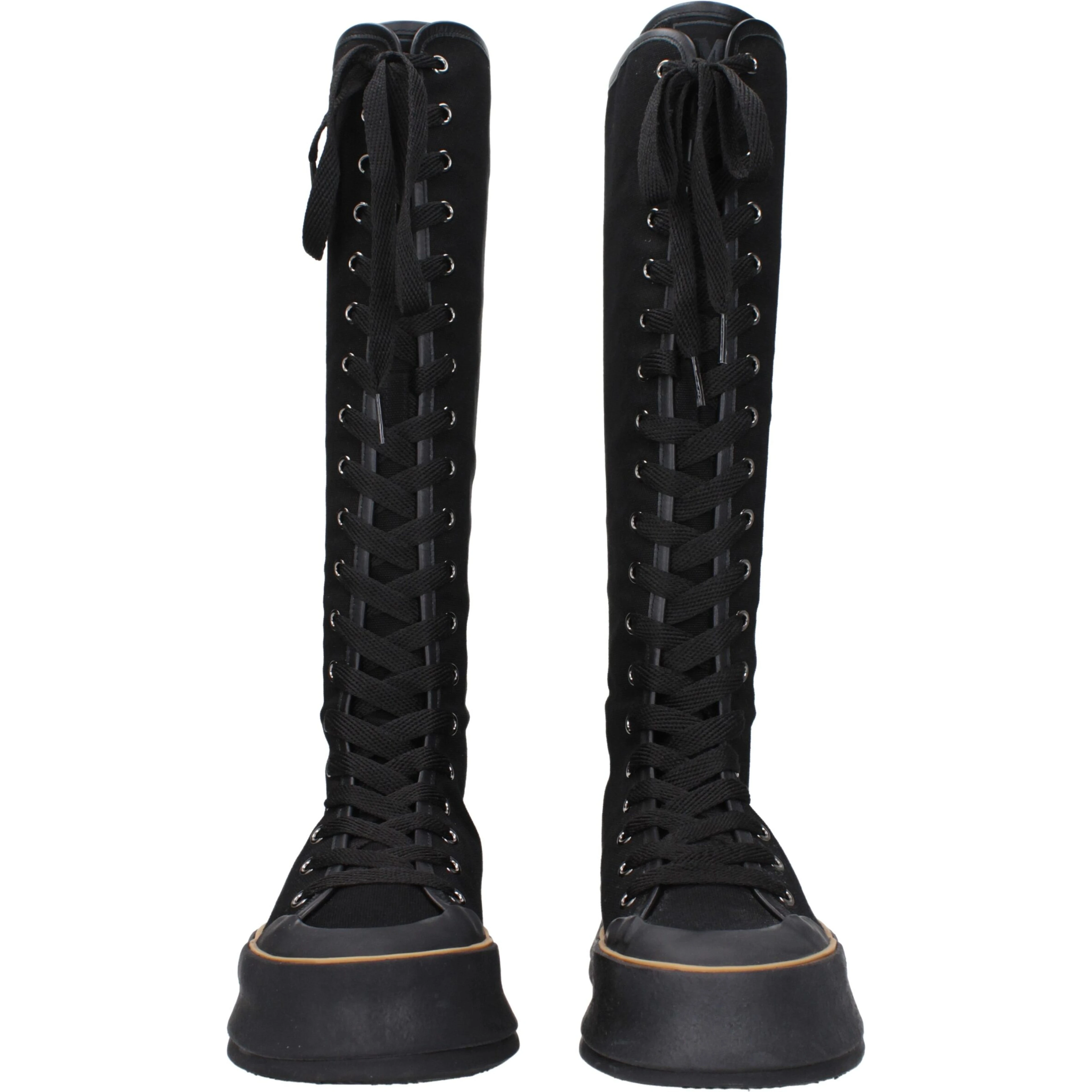 Black Fabric Lace-Up Boots