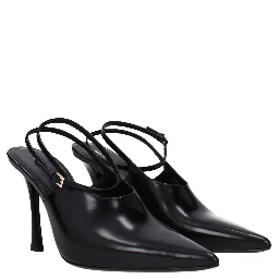 Black Leather High Heel Pumps