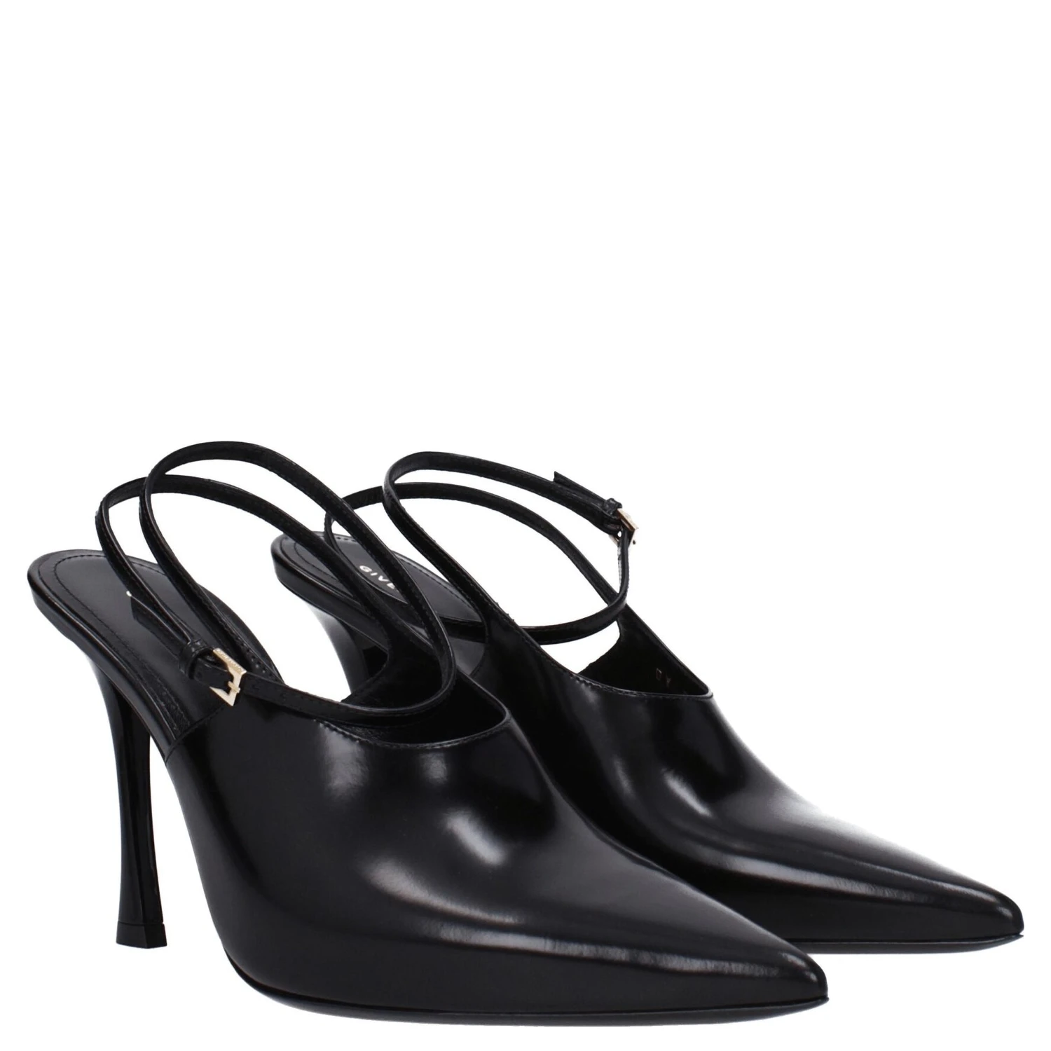Black Leather High Heel Pumps