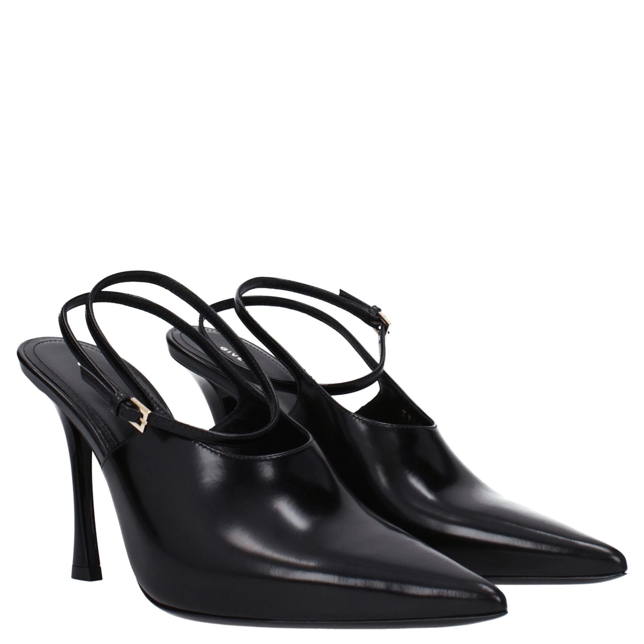 Black Leather High Heel Pumps